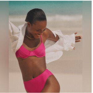 NWT J. Crew High Rise Bikini Bottom Radiant Fuchsia Size XS